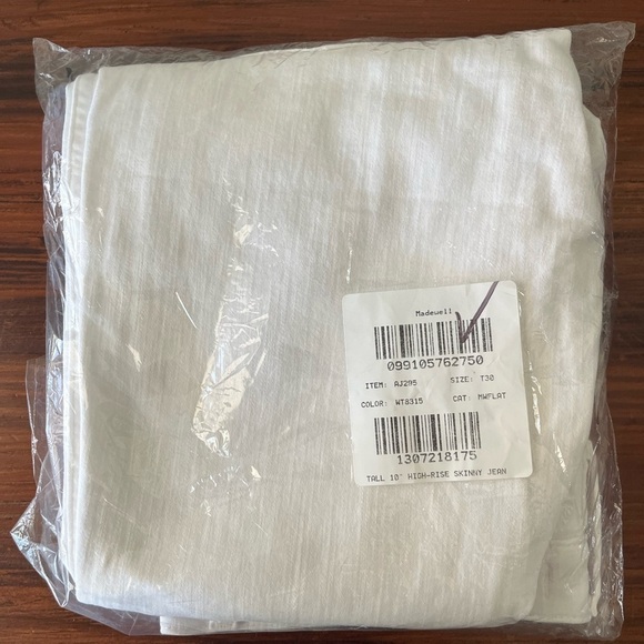 Madewell Tall 10” High Rise Skinny Jeans AJ295 White 30T 30 - Picture 8 of 8